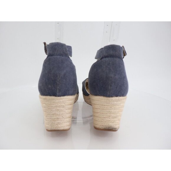BOC Born Shoes Womens 8 M Bree Cross Ankle Strap Wedge Espadrille Blue Fabric - Picture 5 of 11